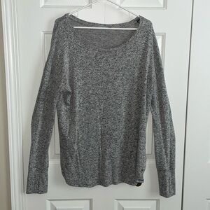 Athleta Scalloped Gray Long Sleeve Top